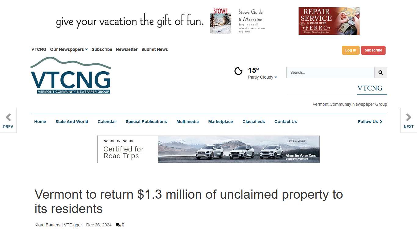 Vermont to return $1.3 million of unclaimed property to its residents | State News | vtcng.com