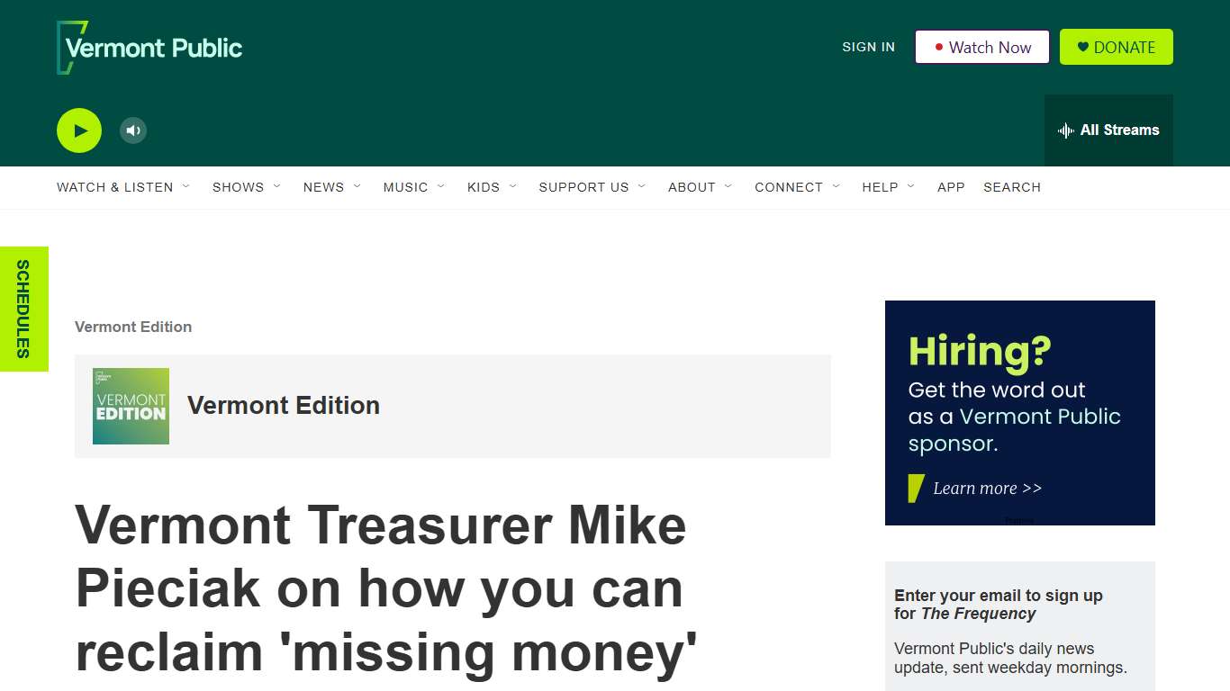 Vermont Treasurer Mike Pieciak on how you can reclaim 'missing money' from the state | Vermont Public