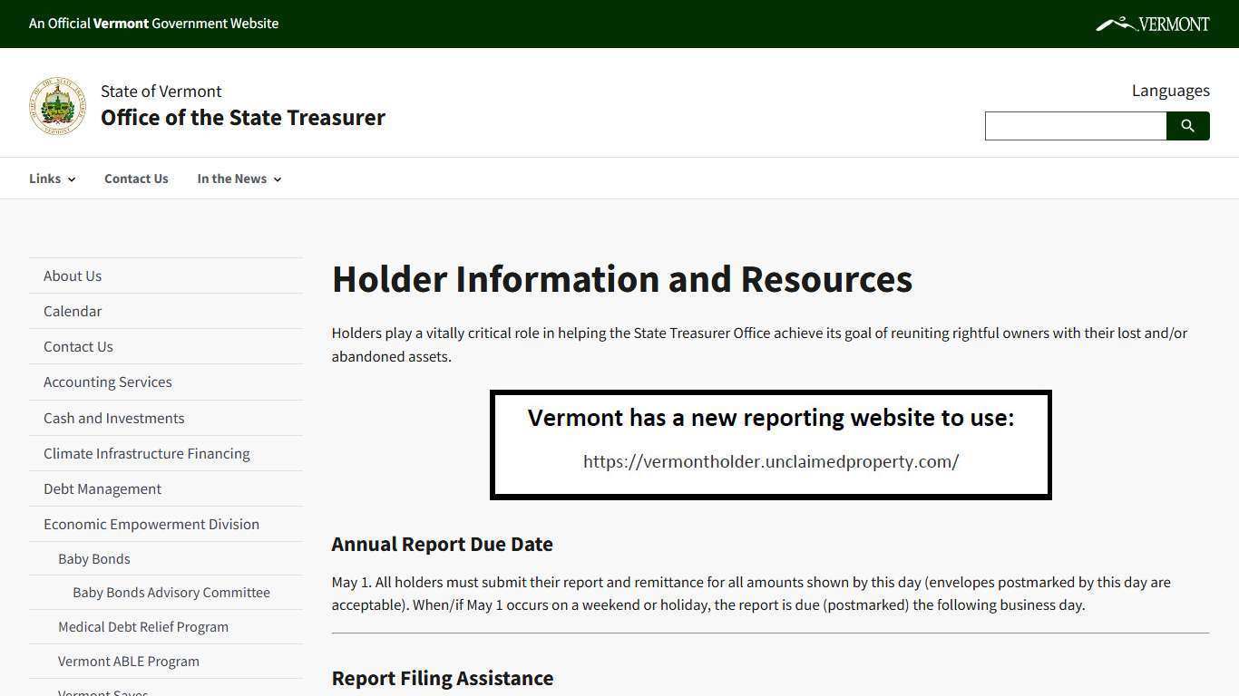Holder Information and Resources | Office of the State Treasurer